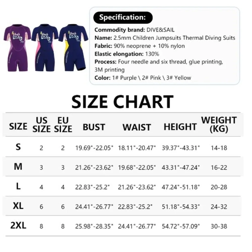 Dive & Sail Kids Sz 8/XXL 2mm  Shorty Wetsuit Blue Pink She's So Lucky‎ Cactus